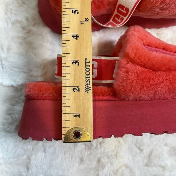 UGG Disco Slides Sandals Pink Cloud Sheepskin Fluff Fur‎ Slingback Strap Logo 7 - Picture 15 of 15